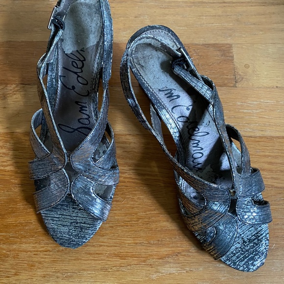 Sam Edelman Metallic Charcoal Sandals - Picture 1 of 7